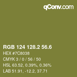 カラーコード: RGB 124 128.2 56.6 | qconv.com