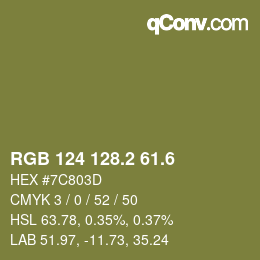カラーコード: RGB 124 128.2 61.6 | qconv.com
