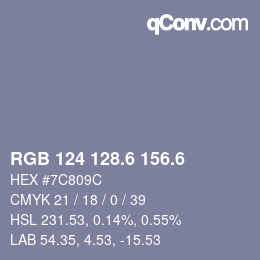 カラーコード: RGB 124 128.6 156.6 | qconv.com