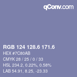 カラーコード: RGB 124 128.6 171.6 | qconv.com