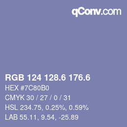カラーコード: RGB 124 128.6 176.6 | qconv.com