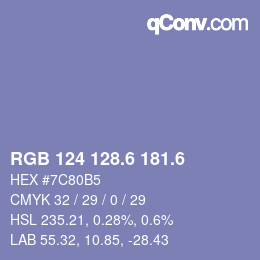 カラーコード: RGB 124 128.6 181.6 | qconv.com