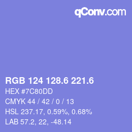 カラーコード: RGB 124 128.6 221.6 | qconv.com