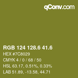 カラーコード: RGB 124 128.6 41.6 | qconv.com