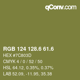 カラーコード: RGB 124 128.6 61.6 | qconv.com