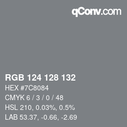 Color code: RGB 124 128 132 | qconv.com