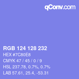 Color code: RGB 124 128 232 | qconv.com