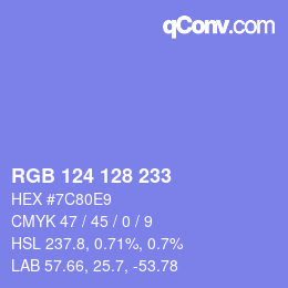 Color code: RGB 124 128 233 | qconv.com