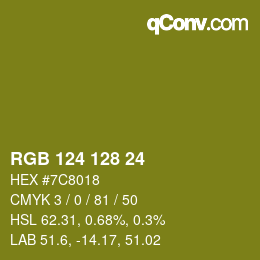 Color code: RGB 124 128 24 | qconv.com