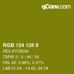 Color code: RGB 124 128 8 | qconv.com