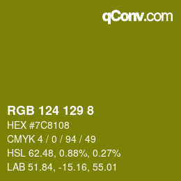 Color code: RGB 124 129 8 | qconv.com