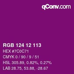 Color code: RGB 124 12 113 | qconv.com