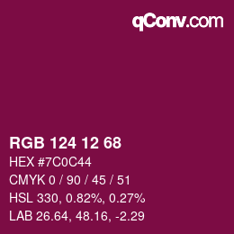 Color code: RGB 124 12 68 | qconv.com