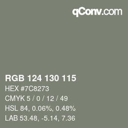 Código de color: RGB 124 130 115 | qconv.com