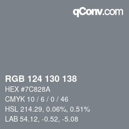 Farbcode: RGB 124 130 138 | qconv.com