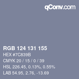 Color code: RGB 124 131 155 | qconv.com