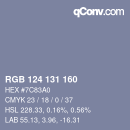 Color code: RGB 124 131 160 | qconv.com