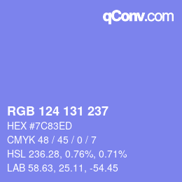 Color code: RGB 124 131 237 | qconv.com