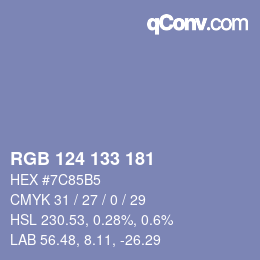Color code: RGB 124 133 181 | qconv.com