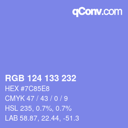 Color code: RGB 124 133 232 | qconv.com