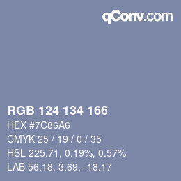 Color code: RGB 124 134 166 | qconv.com