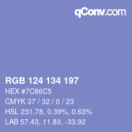 Color code: RGB 124 134 197 | qconv.com