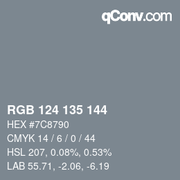 Color code: RGB 124 135 144 | qconv.com