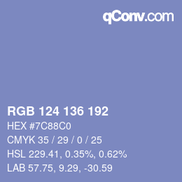 Color code: RGB 124 136 192 | qconv.com