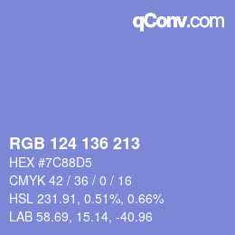 Color code: RGB 124 136 213 | qconv.com