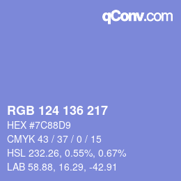 Color code: RGB 124 136 217 | qconv.com