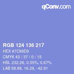 Color code: RGB 124 136 217 | qconv.com