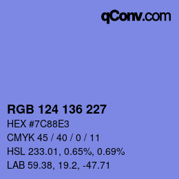 Color code: RGB 124 136 227 | qconv.com