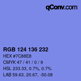 Color code: RGB 124 136 232 | qconv.com