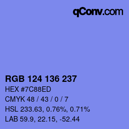 Color code: RGB 124 136 237 | qconv.com