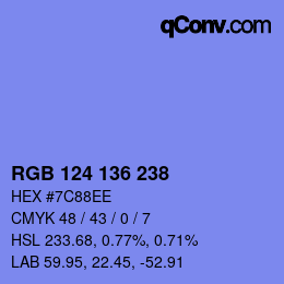 Color code: RGB 124 136 238 | qconv.com