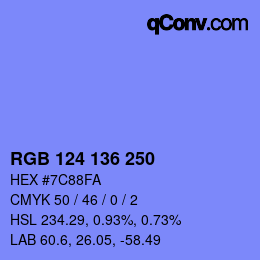 Color code: RGB 124 136 250 | qconv.com