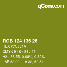 Farbcode: RGB 124 136 26 | qconv.com
