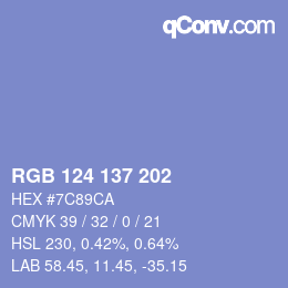 Color code: RGB 124 137 202 | qconv.com