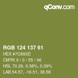 カラーコード: RGB 124 137 61 | qconv.com