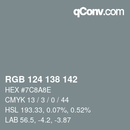 Code couleur: RGB 124 138 142 | qconv.com