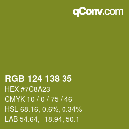 颜色代码: RGB 124 138 35 | qconv.com
