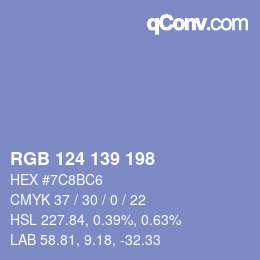 Código de color: RGB 124 139 198 | qconv.com