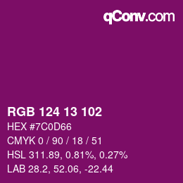 Color code: RGB 124 13 102 | qconv.com