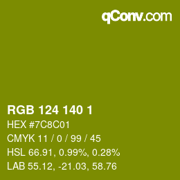 Color code: RGB 124 140 1 | qconv.com