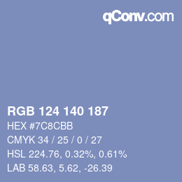 Farbcode: RGB 124 140 187 | qconv.com