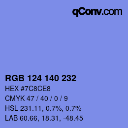 Color code: RGB 124 140 232 | qconv.com