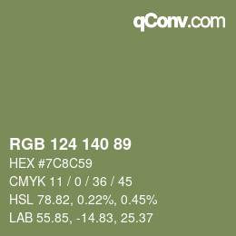 颜色代码: RGB 124 140 89 | qconv.com
