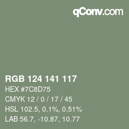 颜色代码: RGB 124 141 117 | qconv.com