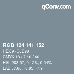 Farbcode: RGB 124 141 152 | qconv.com