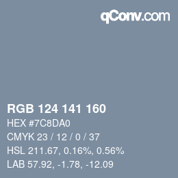 Color code: RGB 124 141 160 | qconv.com